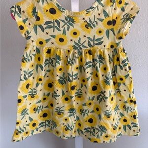 Wonder Nation Yellow and Green Floral Dress‎ with Puffed Sleeves